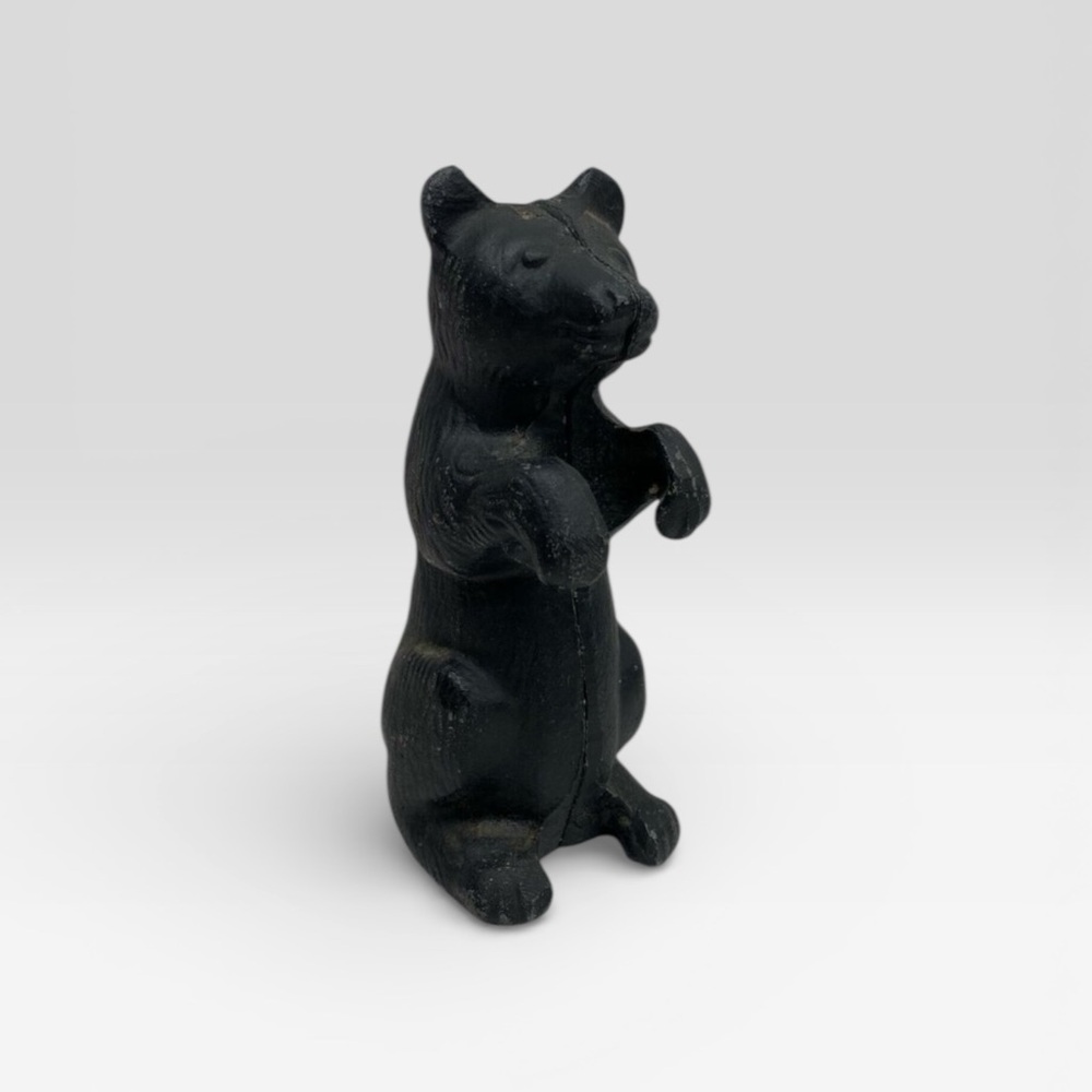 Vintage Begging Bear Coin Bank Cast Iron Black Standing
